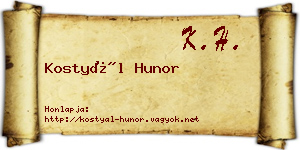 Kostyál Hunor névjegykártya